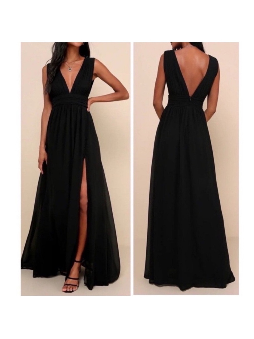 Lulus Heavenly Hues Black Maxi Dress Size XS NWT